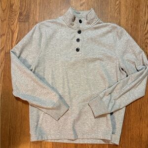 J. Crew Men's Heather Gray Button-Up Turtleneck Sweater